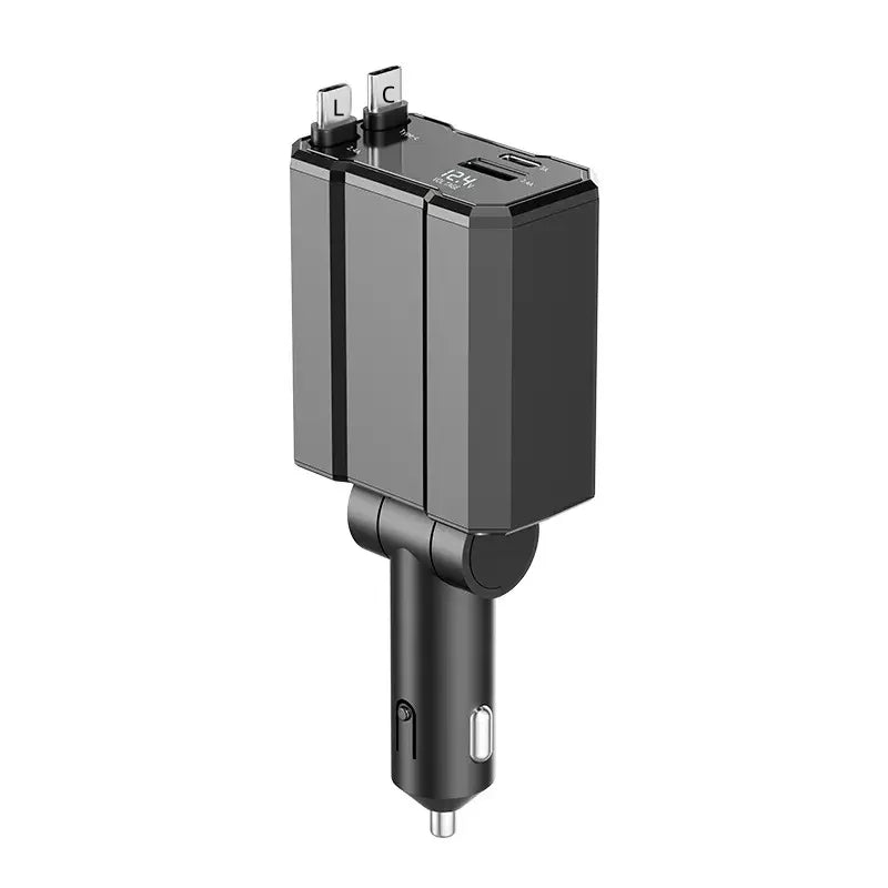 Portable Retractable Car Charger 4 in 1 Fast Charging Cables USB Type C Adapter Electric Accessories for Phone